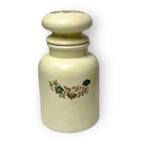Vintage Button Top Ceramic Apothecary Jar Canisters Marked DD Vase Floral